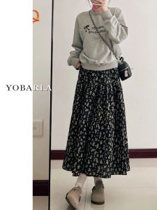 High Waist Floral Print Half Skirt for Women Conceals Hip Pear Shape Body Slimming Midi A-Line Skirt Casual Breathable Skin-Friendly