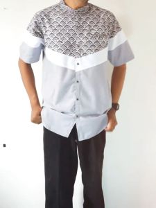 Koko Ar-Rasyiid Lengan Pendek Pria Motif Batik Terbaru - Baju Muslim Laki-laki