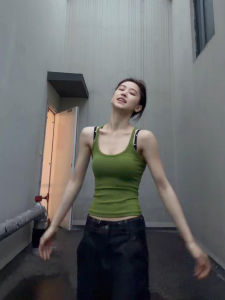 XIANGBAIWEI | Green Dopey Camisole Slim-fitting Summer Outfit
