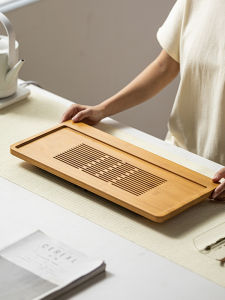 New 2025 Small Size Bamboo Tea Tray Home Use Gongfu Tea Set Water Draining Storage Luxury Bamboo Tea Ocean Tray Dry Pounding Table