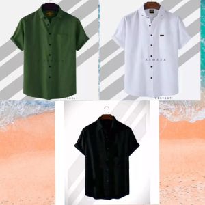 Paket Hemat 3 PCS 75 Ribu Kemeja Polos Pria Lengan Pendek Kemeja Polos formal