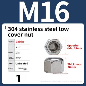 Low Profile Hex Nuts 304 Stainless Steel Blind Hole Decorative Thread Caps Short Head Cover Type M3M5-M20 Hardware Fasteners