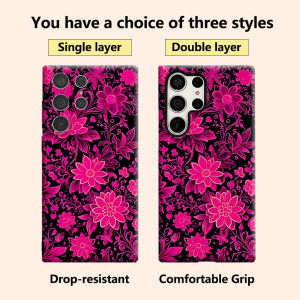 BILIBILI | Hot Pink Floral Luxury Fashion Full Lens Protective Case for Samsung Galaxy S26 S25 S24 A56 A36 Plus Ultra
