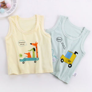 เสื้อยืดแขนกุดผ้าฝ้ายแท้ระบายอากาศสบายสำหรับเด็ก เสื้อกั๊กผ้าฝ้ายบางสำหรับฤดูร้อน เสื้อผ้าเด็กชายและเด็กหญิง