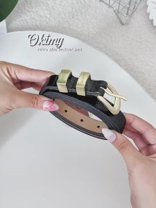 MENSPE Fashion Women Belts Retro Belt Elegant Slim Belt Soft Cow Leather Belt Adjustable Girls Ladies Long Straps Waistbands Dress Coat Alloy Buckle Leisure Belt