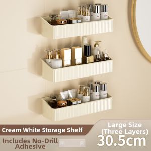 Creamy Wall-Mounted Drill-Free Bathroom Organizer