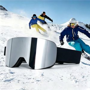 Adult Outdoor Ski Goggles Windproof & Breathable HD Anti-fog Coated Lens Dustproof Helmet-compatible for Snow Sports