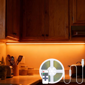 Dimmable FCOB LED Strip Light With RF Remote Control 5V USB Powered Adhesive-Back Flexible Lamp For Storage Cabinet Home Bedroom