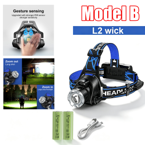 1500W LED Headlamp 6000M Long Shot Motion Sensor Headlight COB Warning Light USB Rechargeable Head Lamp for Fishing Camping