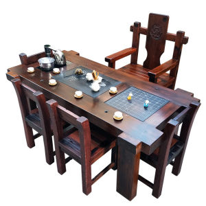 Rustic Old Boat Wood Tea Table Set Solid Wood Balcony Small Tea Table Tea Set Integrated Gongfu Tea Desk Traditional Chinese Tea Brewing Table