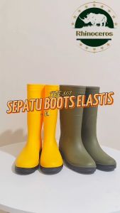 Sepatu Boots Pria / Sepatu Sawah / Boot Petani Sepatu Tani Berwarna Hitam Hijau Kuning Bahan Pvc Sepatu Boots Elastis Anti Air Sepatu KF-801