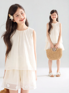 MUCMUKN | Lyocell Shiny Silk Shell Jacquard Ocean Style Sleeveless Blouse Shorts Set
