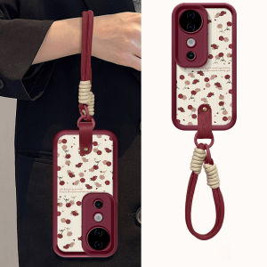 เคสโทรศัพท์ VIVO V40 Pro V30 Pro V29 V27 V27e 5G เคสลายดอกกุหลาบแฟชั่นแนววินเทจพร้อมสายคล้องหัวเข็มขัดหนังปกป้องเลนส์กรอบด้านหลังซิลิโคนนิ่ม2025