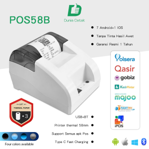 Free 3 Rolls Thermal Printer Bluetooth 58mm printer label PPOB printer kasir pos mesin print struk mini printer untuk mencetak di apotek support cash drawer Android/iOS/Windows