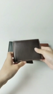 Multifunctional genuine leather mens tri-fold short wallet wallet coin card holder ID