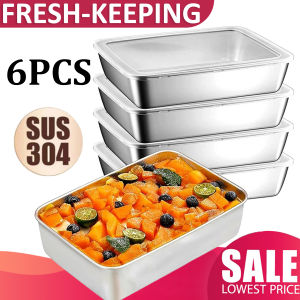 304 Stainless Steel Japanese Style Tray Food Storage Box with Lid Household Fresh-keeping Box Tray