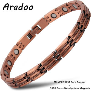 ARADOO Wheat Ear Design Copper Bracelet for Women Pure Copper Magnetic Adjustable Bracelet Jewelry Gifts