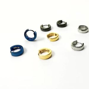 VNOX Cute Hoop Earrings for Men Punk Stainless Steel Huggie Small Earrings 4 Color