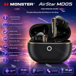 Monster | Tai Nghe Monster AirStar MD05 ANC Khử Tiếng Ồn 53dB VPU Tai Nghe Bluetooth 6.0 Dẫn Truyền Xương Với Điều Khiển Cảm Ứng 8 Mic & Chống Nước