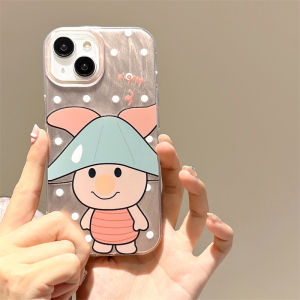 Cartoon Winnie the Pooh Piglet Phone Case for  13Pro 14Plus Couples 13/12 Feather Acrylic Anti-Fall Womens 8/7 Cute Se3