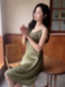 (Stock in KL-106) Satin Suspender Dress Open Back Womens Thin Suit Inner Base Silk