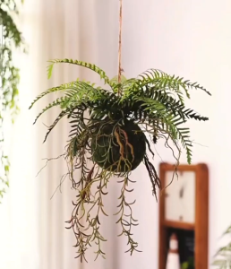 Kokedama Artificial Plant Hanging Moss Ball Faux Greenery Home Office Indoor Outdoor Decoration Artificial Bonsai Style Plant for Living Room Bedroom Desk Tabletop Garden Decoration Artificial Plants