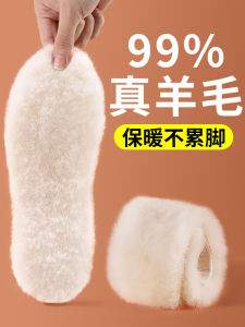 Thickened Plush Wool Shoe Inserts Womens Winter Sweat Absorbent Anti-Odor Cold Proof Warm Leather Fur Integrated Mens Shoe Inserts