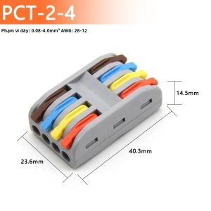 10 Chiếc Đầu Nối Dây Nhanh Mini 008-40mm² Khối Đầu Cuối Đa Năng Dạng Đẩy Cho Hệ Thống Dây Điện Gia Đình Bộ Chia Cáp Điện PA66 Cách Điện