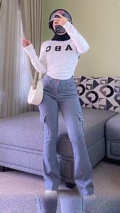 BIGG SALE BELI 1 DAPAT 1 PCS Cutbray Jeans Cargo Highwaist Wanita Dewasa Celana Cutbray Kantong Cargo Trending Viral