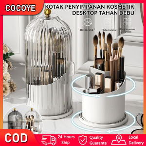 360° Tempat Kuas Rias Berputar dengan Tutup Tempat Pensil Alis Lipstik Kotak Penyimpanan Eye Shadow Organizer Kosmetik Mewah Tahan Debu dan Tahan Air