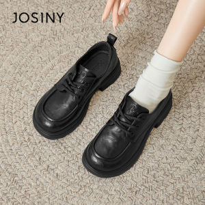 Josiny | Loafer Shoes Thick Sole British Style School Look Black