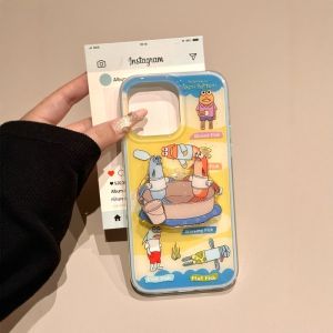 Hidden Style Sardine Brothers Stand Suitable for iPhone 16Pro Max Bizarre Creative High-End Feeling 15 14 Silicone Protective Case