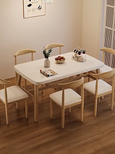 XUXU Dining Table 4-6 Set With Chairs Wood Table Easy to Clean Thickened Package Restaurant