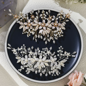 Noble Heavy Duty Claw หวีผมสําหรับผู้หญิงโลหะดอกไม้คริสตัลผมคลิปเครื่องประดับอุปกรณ์เสริมผมเจ้าสาว Hairpin Headdres