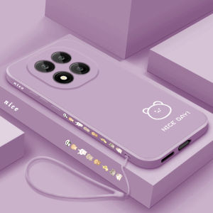 Ultra-Thin Liquid Silicone Phone Case for Xiaomi Redmi Note15 pro Full Protection Bear Line Pattern Womens Style Protective Cover