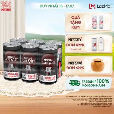 [ƯU ĐÃI THÁNG 7] [FREESHIP TOÀN QUỐC] Lốc 6 Lon Cà phê đen uống liền NESCAFÉ® CAFÉ VIỆT (lon 170 ml)