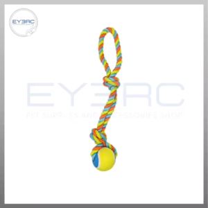 Knotted Rope with Rubber Tennis Ball for Pet Durable Tug Toy Interactive Playtime for Dogs Cats High-Quality Materials