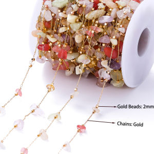1Meter Stone Chain Crystal Irregular Glass Stone Beads Stainless Steel Chains for DIY Necklace Bracelet Jewelry Making Findings