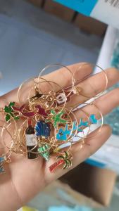 Mặt Dây Chuyền Charm Đánh Dấu Ly Rượu Bằng Hợp Kim Kẽm Mạ Vàng Men Tráng Men Dùng Làm Đồ Trang Sức Tự Làm - Kiểu Dáng Cổ Điển