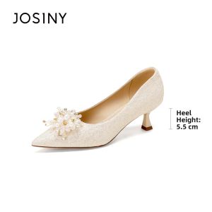 Josiny | Red Wedding Shoes for Bride Autumn New Pointed Heel