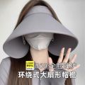 Ice Silk Womens Summer Wide Brim Sun UV Protection Cycling Outdoor Face Covering Empty Top Cap Breathable Hat. 