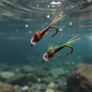 6PCS #14 #16 Brass Bead Head Mayfly Nymph Fly Fast Sinking Artificial Euro Wet Nymph Trout Grayling Fishing Lure Olive Brown