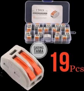 Konektor Terminal Kabel Blok Tuas (S-2) Sambungan Cepat 19 Pcs