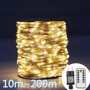 50M/120M LED String Lights Silver Wire Fairy Lights Christmas Garland For Street Patio Tree Garden Camping Party Decor