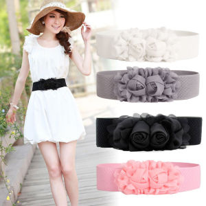 Ikat Pinggang Elastis Bunga Lace Gesper Belt Wanita Sabuk Gesper Fashion Casual Dewasa Obi Karet Mewah Kekinian Jumbo