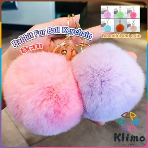 KLIMO Simple Versatile Plush Keychain Pendant Female Style Imitation Rex Rabbit Fur Ball Schoolbag Student Cute Keycha