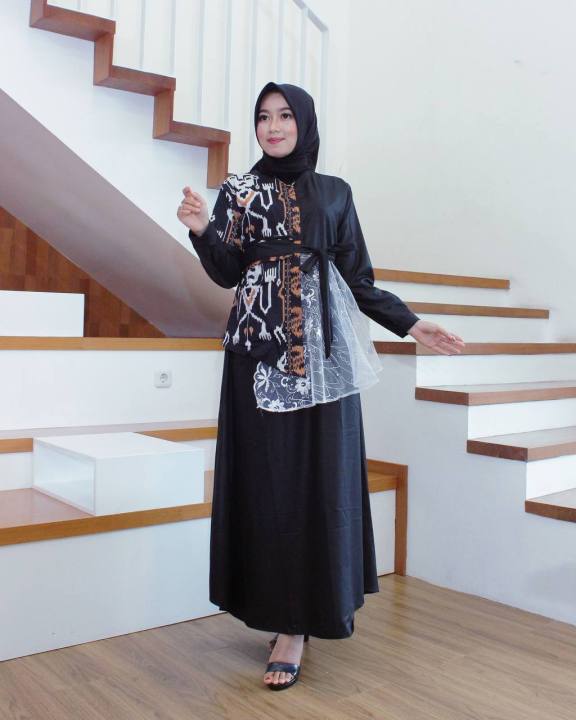 Gaun Pesta Dress Wanita Batik Long Dress Modern DRESS GAMIS TILE