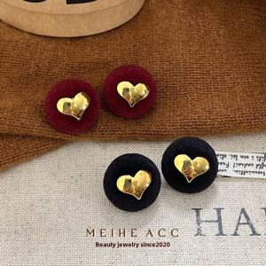 French Style Romantic ~ K-style New Trend Stuffed round Heart Metal Geometry Stud Earrings Fashion Earrings Jewelry Women