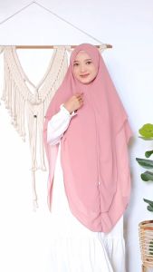 Khimar 2 Layer Haura Ceruti Babydoll Non Pad Jilbab Instan Syari Jumbo Free Cadar Double Layer