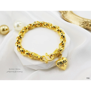 สร้อยข้อมืองานหุ้มทองคำแท้ 24k หนาพิเศษ สวยเทียบทองแท้ ไม่ลอกไม่ดำ